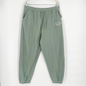 Missguided X Playboy Green Waffle Knit Joggers Elastic Drawstring Waist Size 14